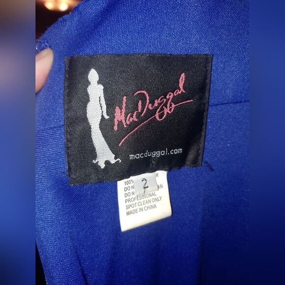 MacDuggal Blue Rhinestone Prom Dress, Women's Size 2 - Picture 6 of 10